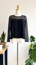 Blouse Bershka noire plumetis plissée manches transparentes taille M