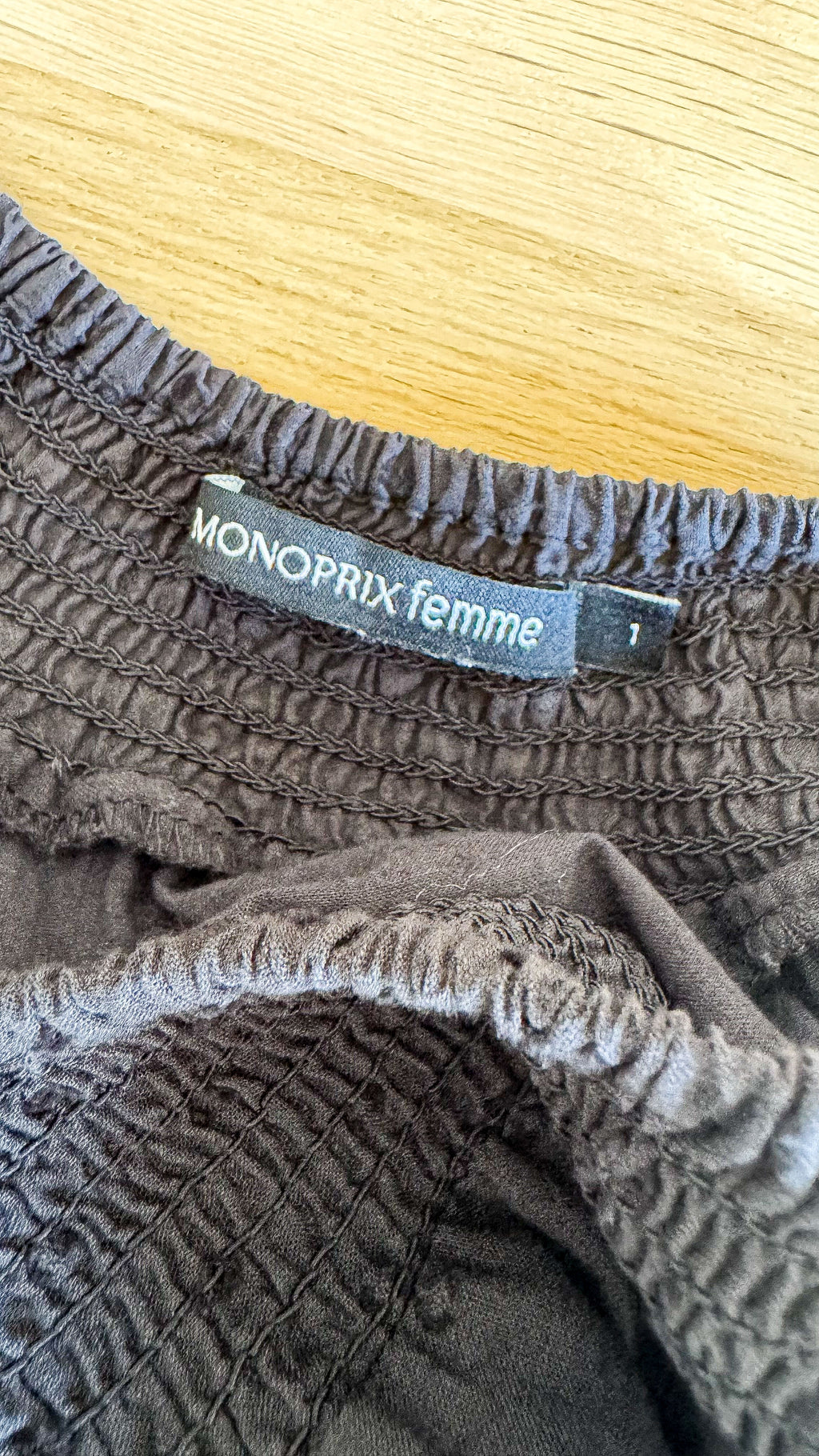 Monoprix black broderie anglaise off-the-shoulder blouse size 1