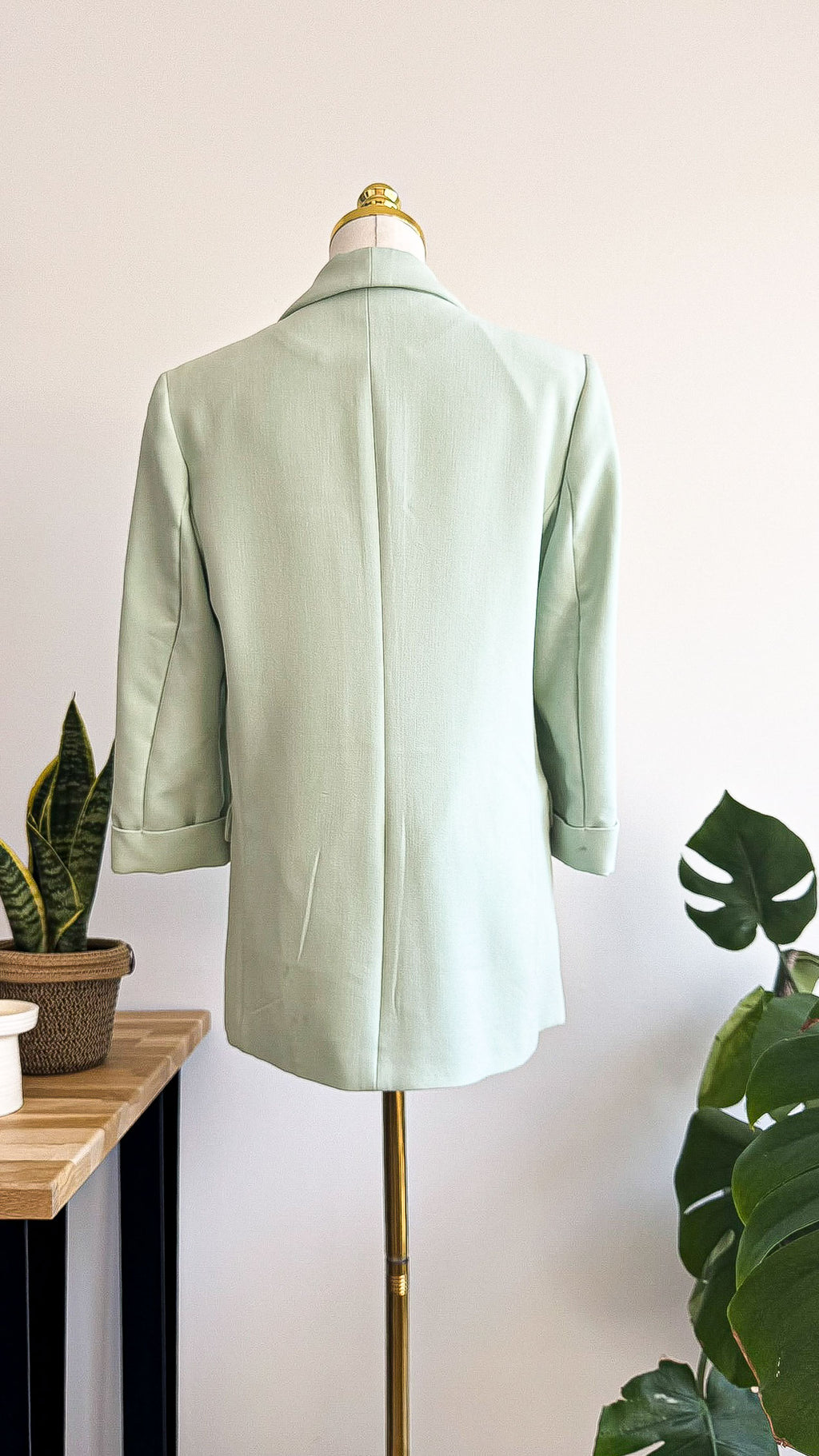 Blazer Kiabi vert d’eau chic manches retroussées taille 38