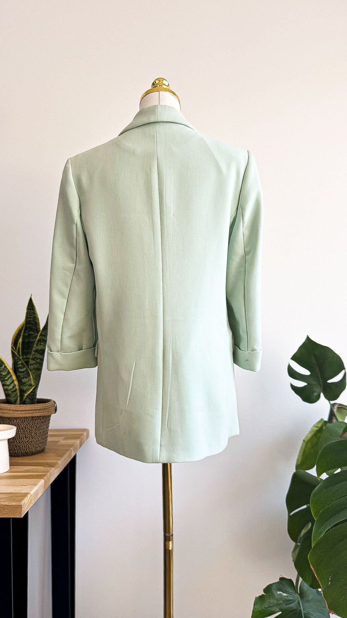 Blazer Kiabi vert d’eau chic manches retroussées taille 38