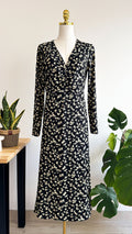 Robe longue fleurs noir/beige M - Mango
