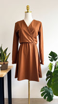 Robe cache-cœur marron manches longues TU - Mira & Co