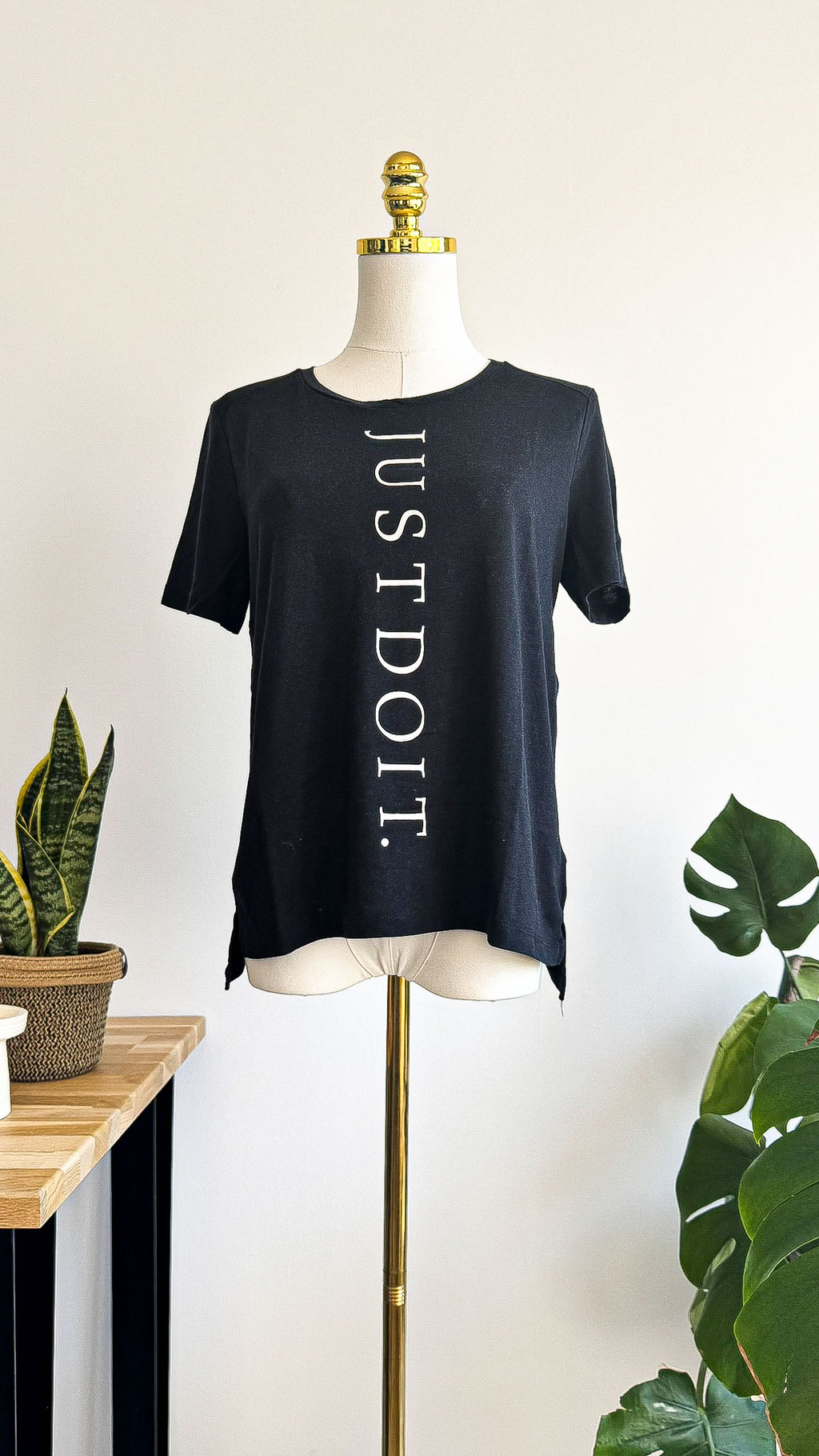 T-shirt Nike noir Dri-FIT logo Just Do It sport taille M