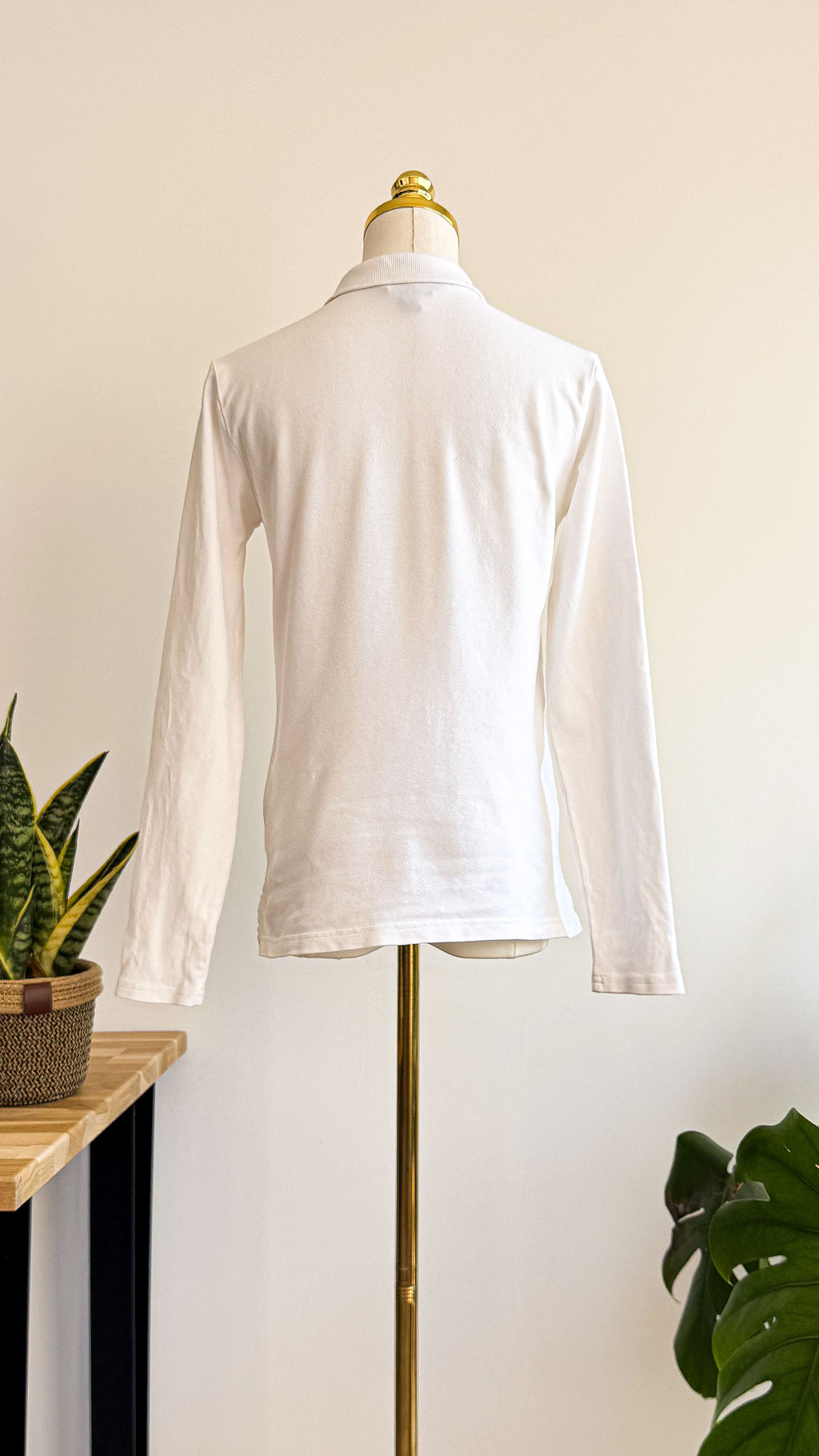 Polo blanc Ralph Lauren manches longues logo brodé taille XL classique