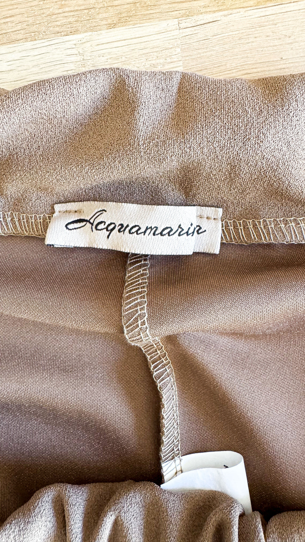 Pantalon fluide marron satiné M - Acquamarina
