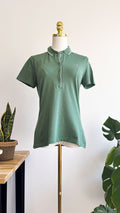 Polo Lacoste vert femme coton stretch col classique taille 38