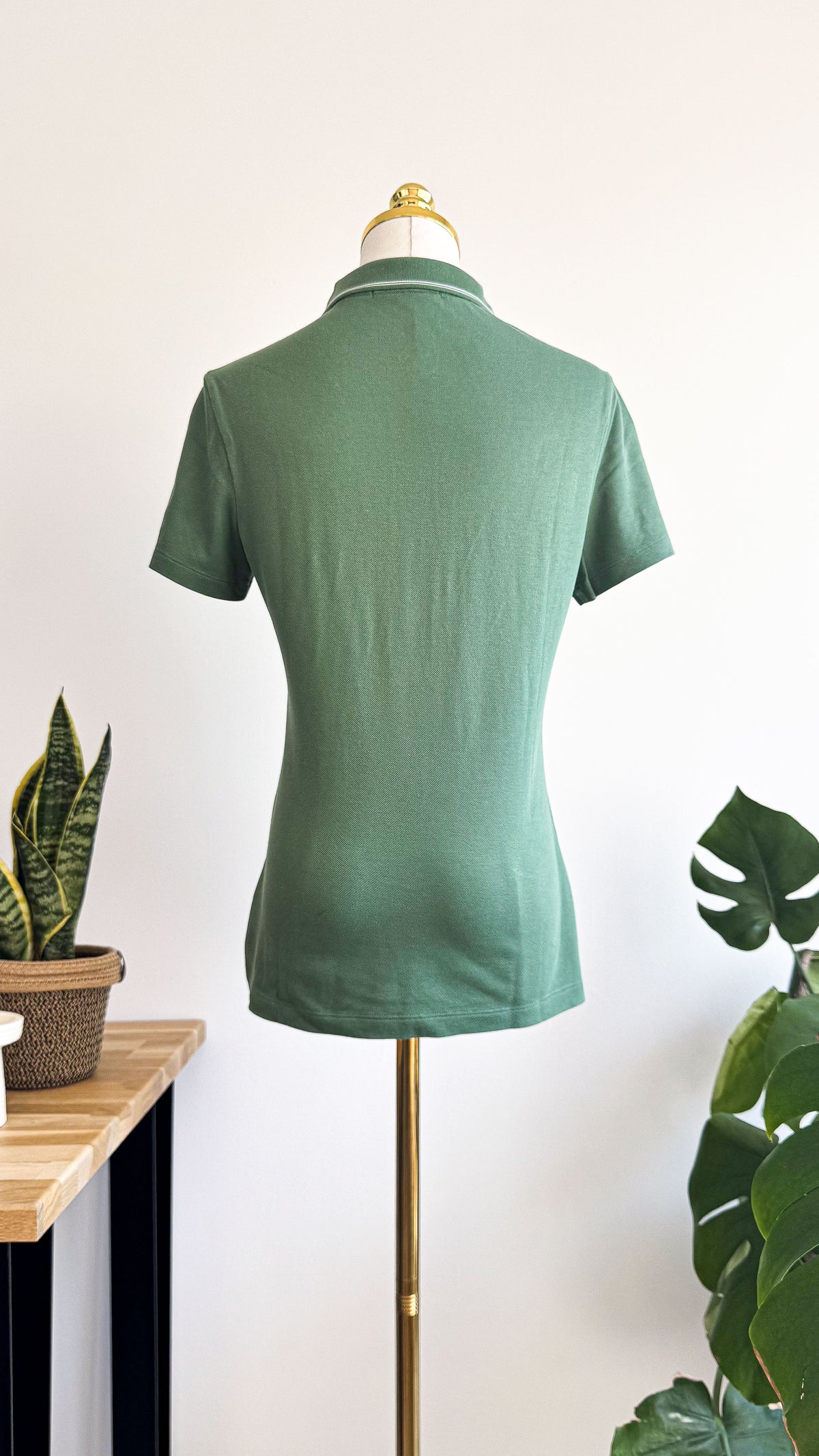 Polo Lacoste vert femme coton stretch col classique taille 38
