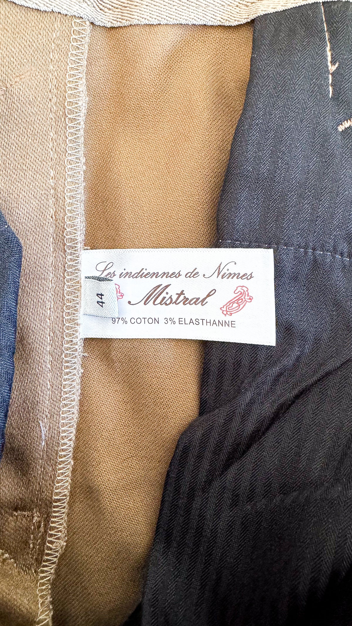 Pantalon gardian Mistral Les Indiennes de Nîmes marron taille 44 coupe droite chic
