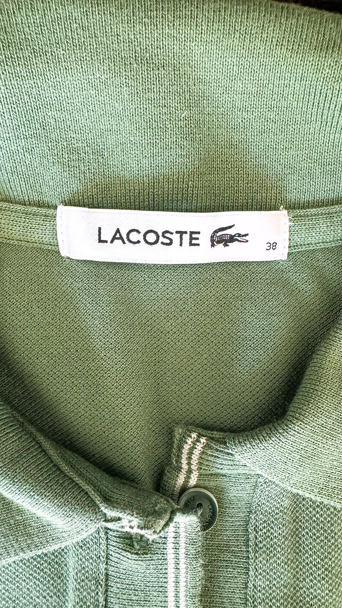 Polo Lacoste vert femme coton stretch col classique taille 38