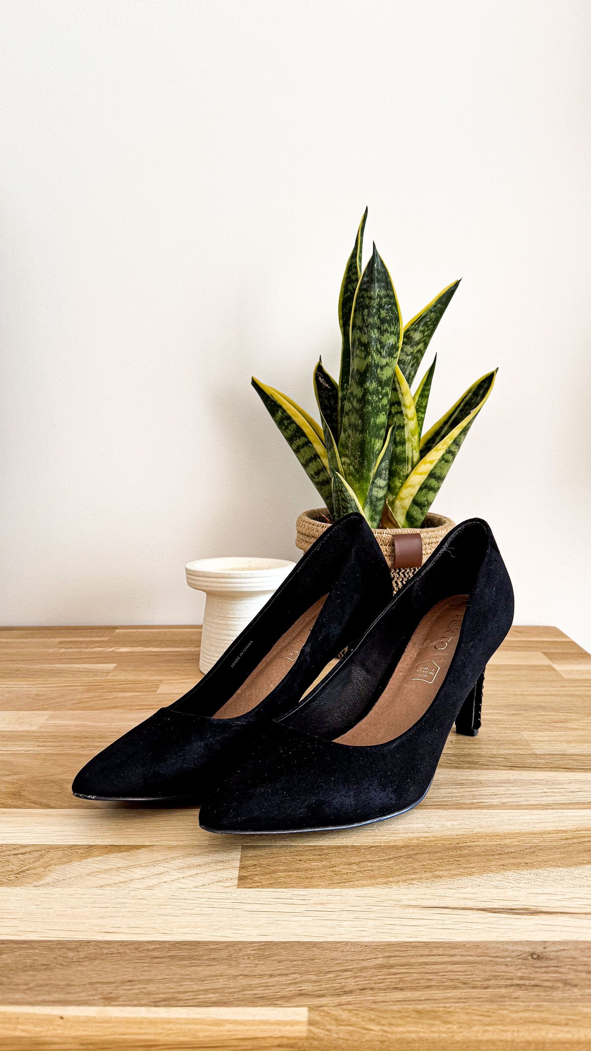 Escarpins daim talon strass 40 - Texto