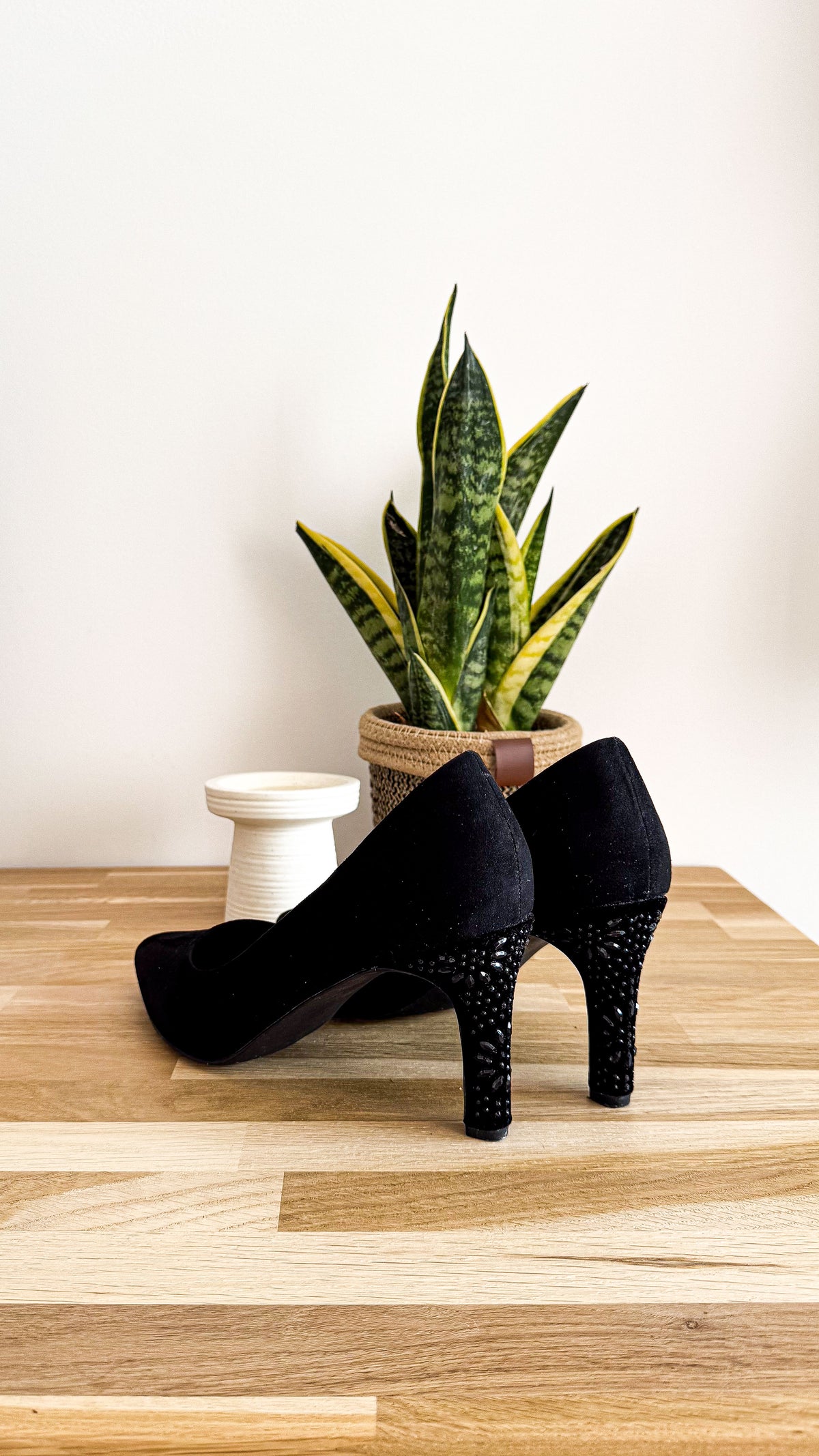 Escarpins daim talon strass 40 - Texto
