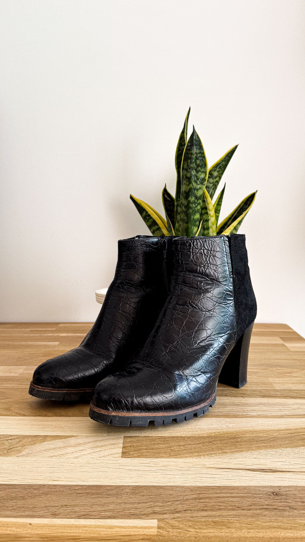 Bottines bi-matière cuir daim noires 39 - Texto