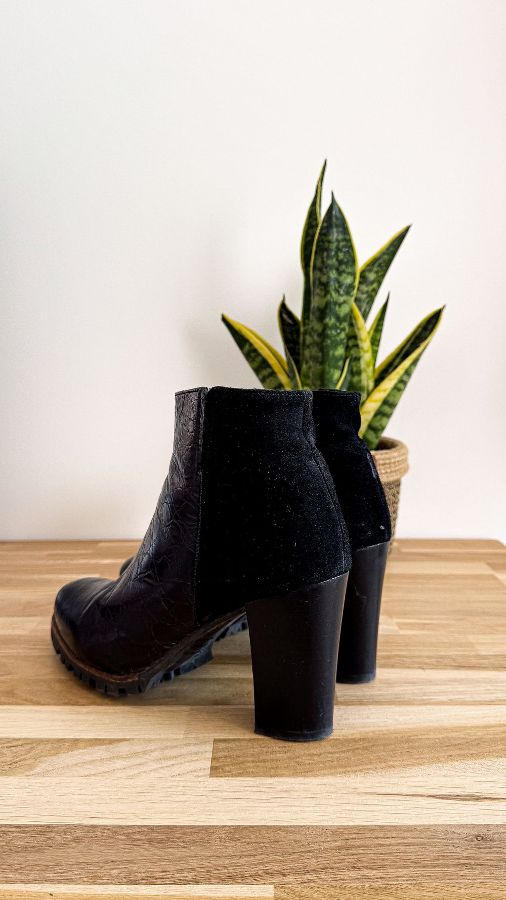 Bottines bi-matière cuir daim noires 39 - Texto