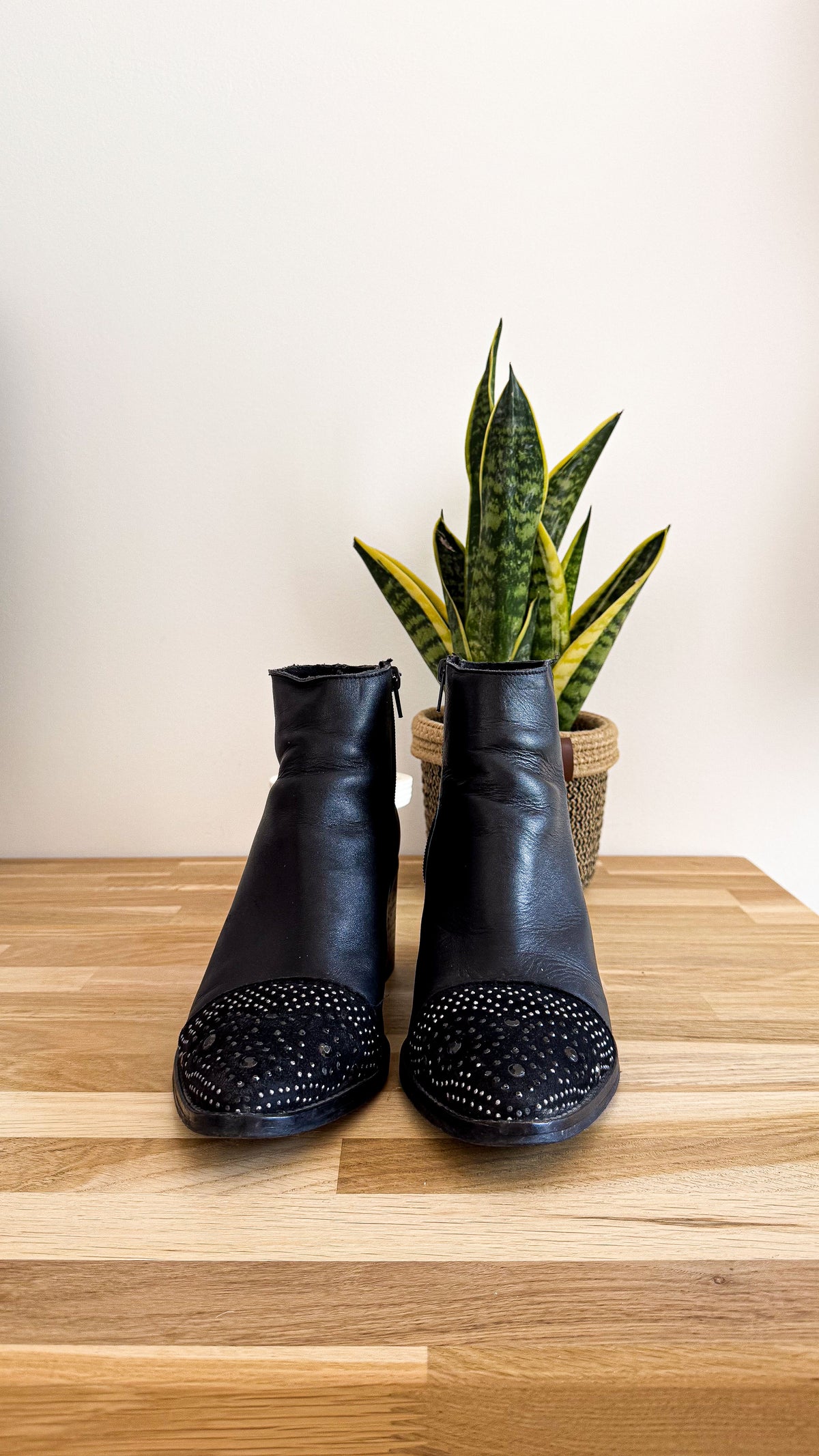 Bottines cuir strass bout noir 39 - Texto
