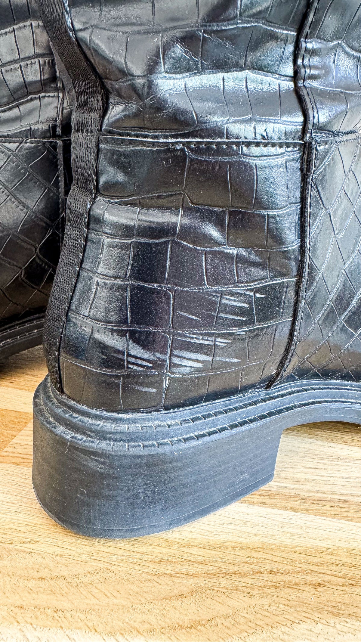 Bottes hautes croco noires chunky 40 - Zara