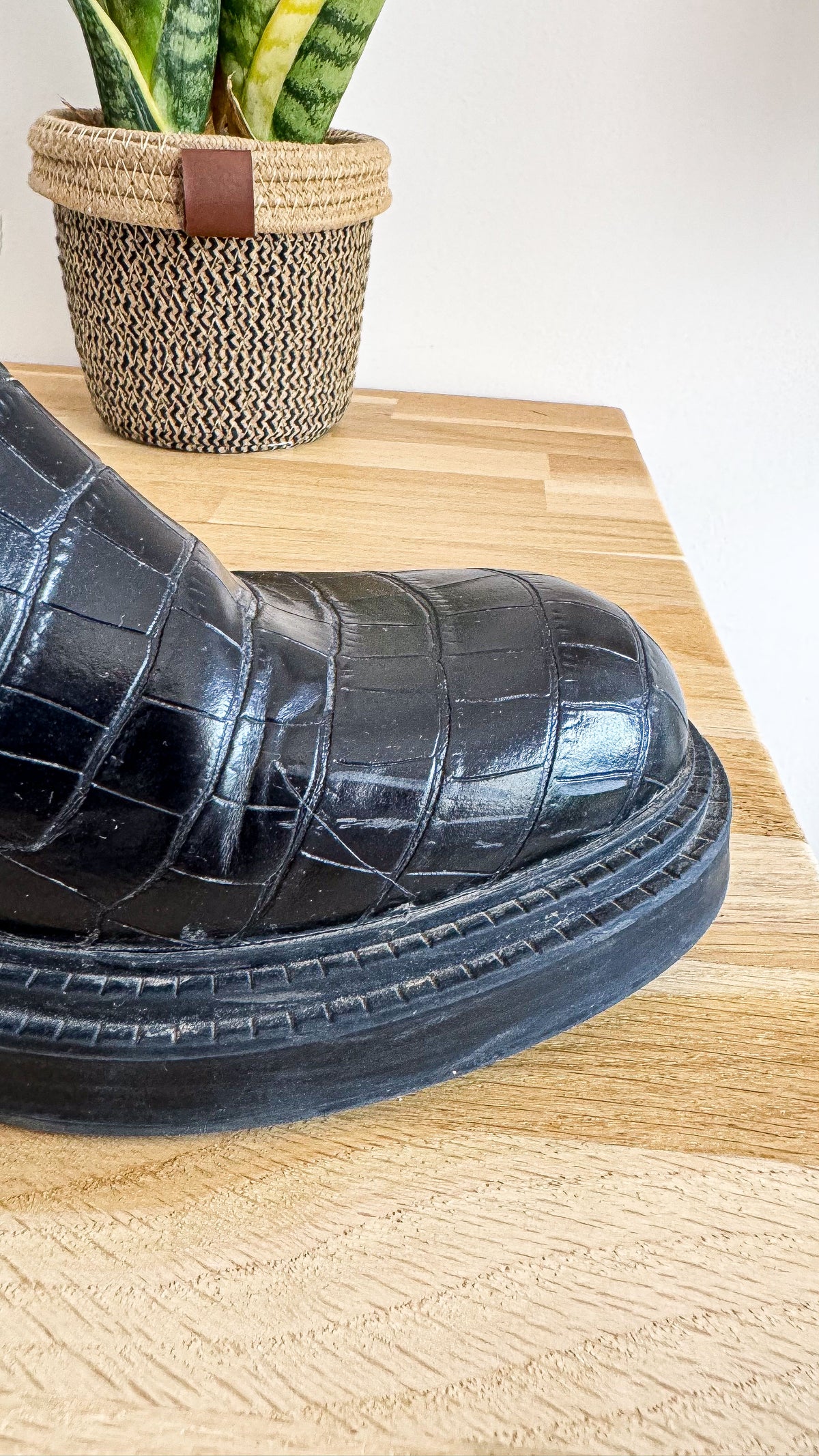 Bottes hautes croco noires chunky 40 - Zara