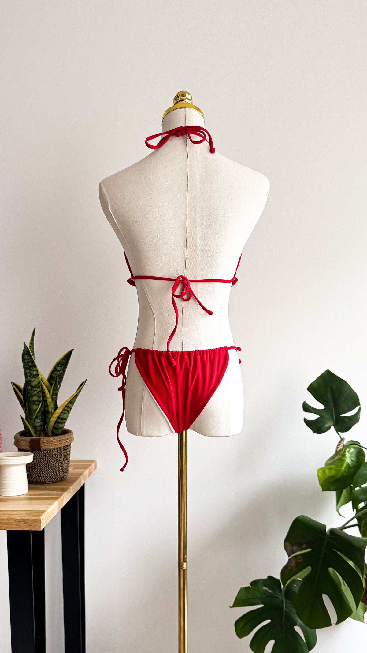 Bikini rouge froncé nouettes M - Shein