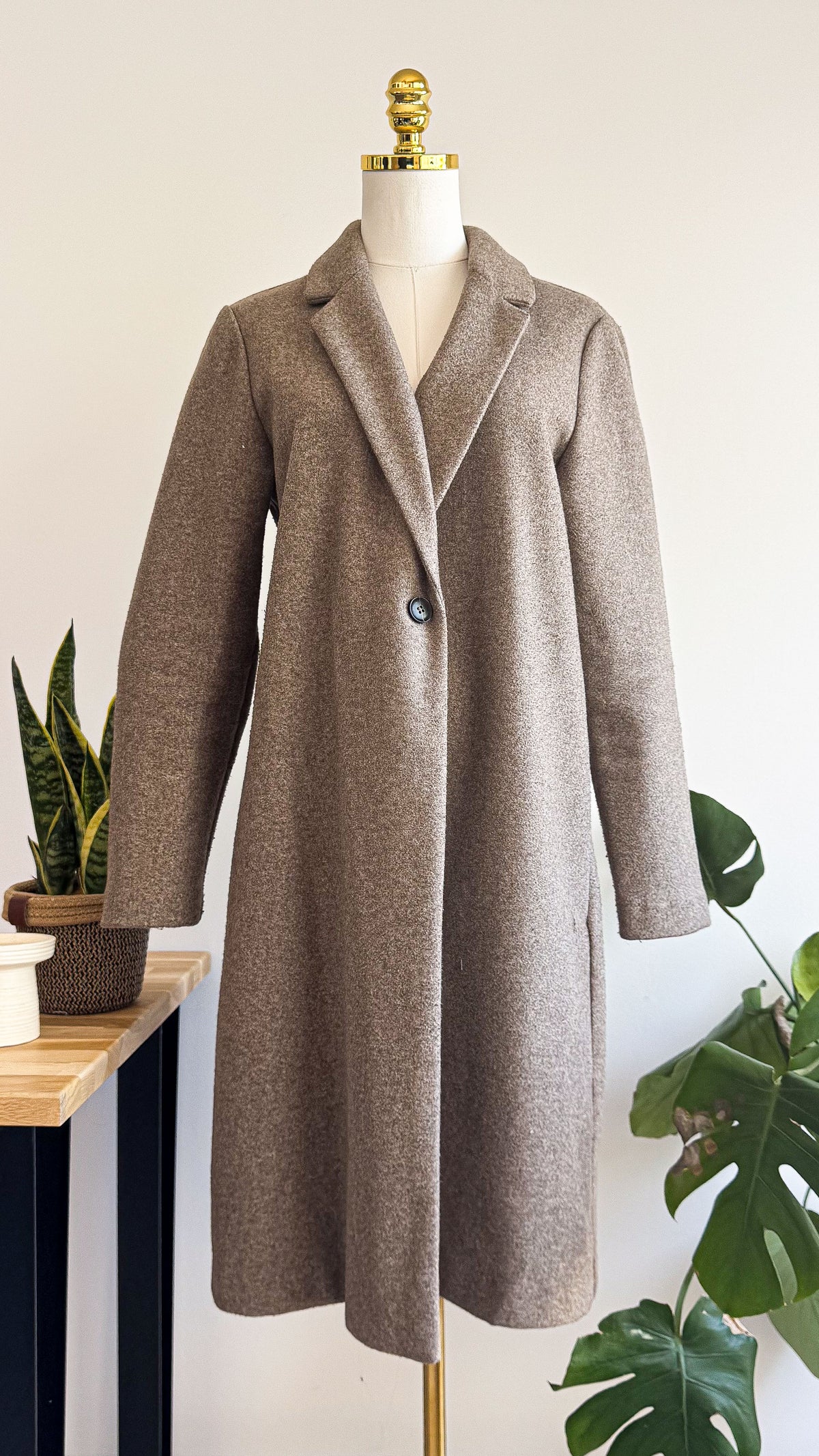 Manteau long Only marron effet laine taille L très bon état