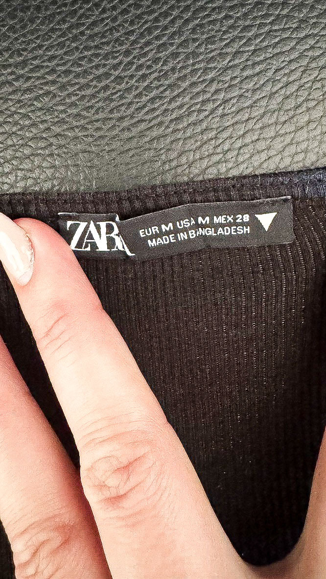 Crop top Zara noir froncé ajustable coton côtelé taille M