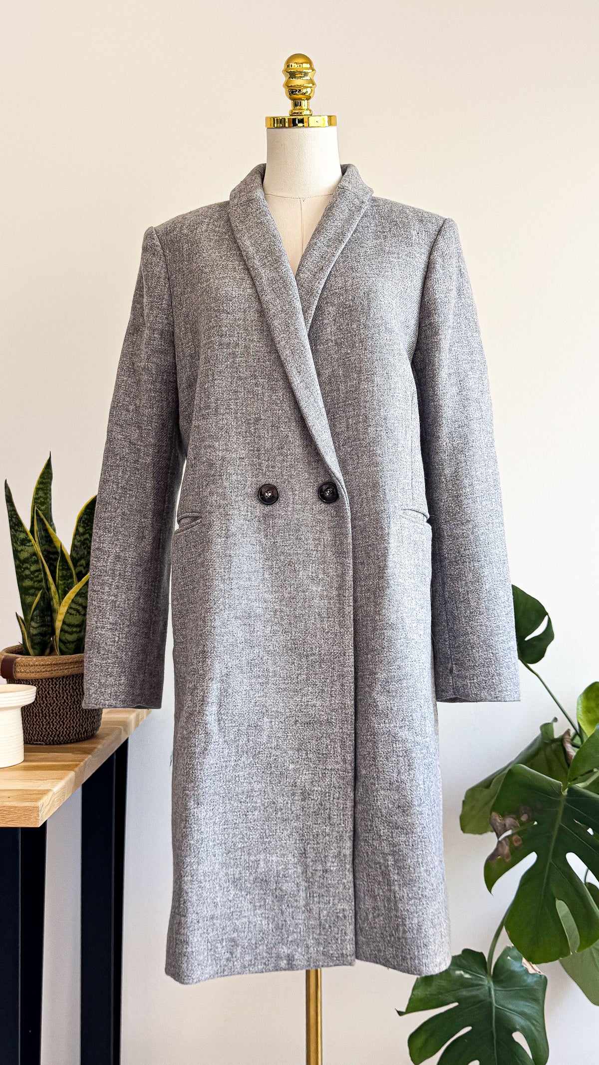 Manteau gris Promod femme taille 40 laine élégant mi-long très bon état