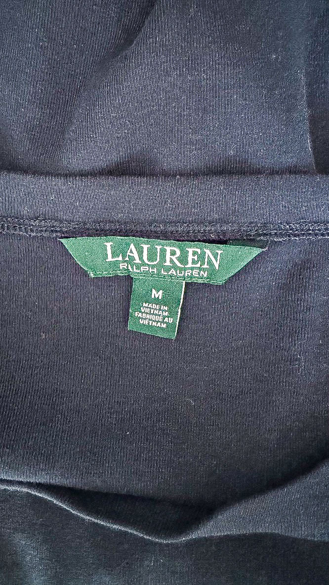 Top Ralph Lauren noir manches nouées élégant col bateau taille M