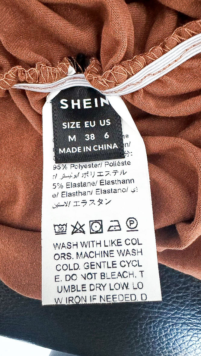 Top asymétrique marron effet drapé une épaule manches longues taille M