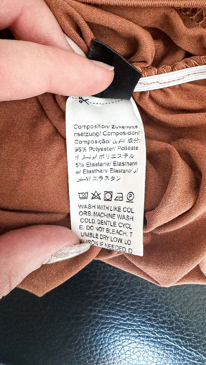 Top asymétrique marron effet drapé une épaule manches longues taille M
