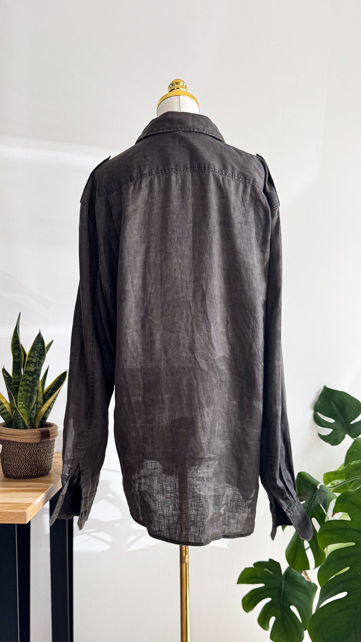 Chemise Esprit lin marron manches longues fluide XXL femme