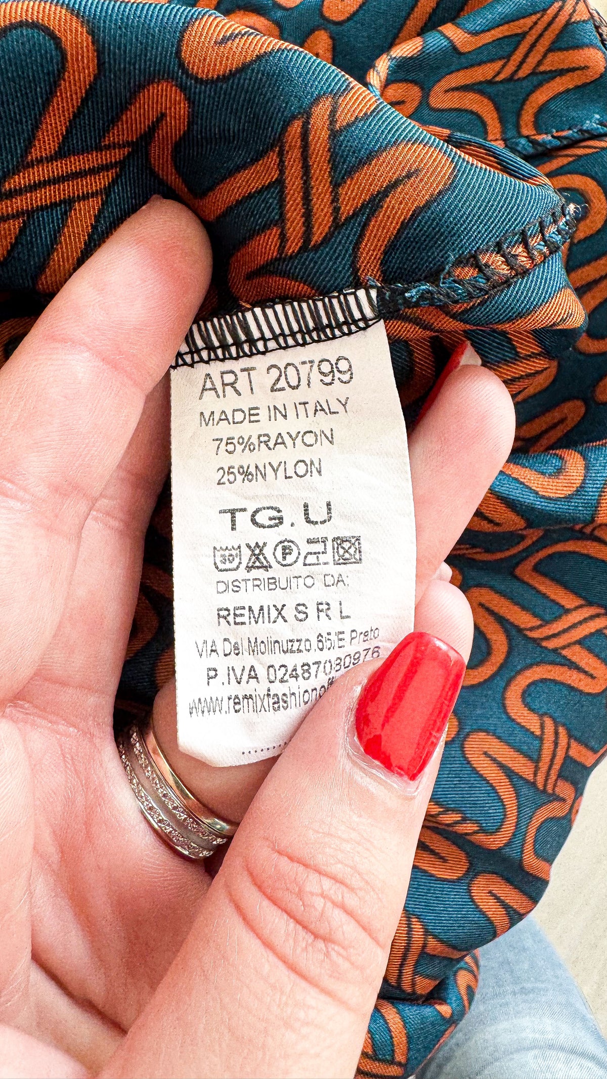 Blouse Remix imprimé graphique bleu orange fluide grande taille unique grande taille