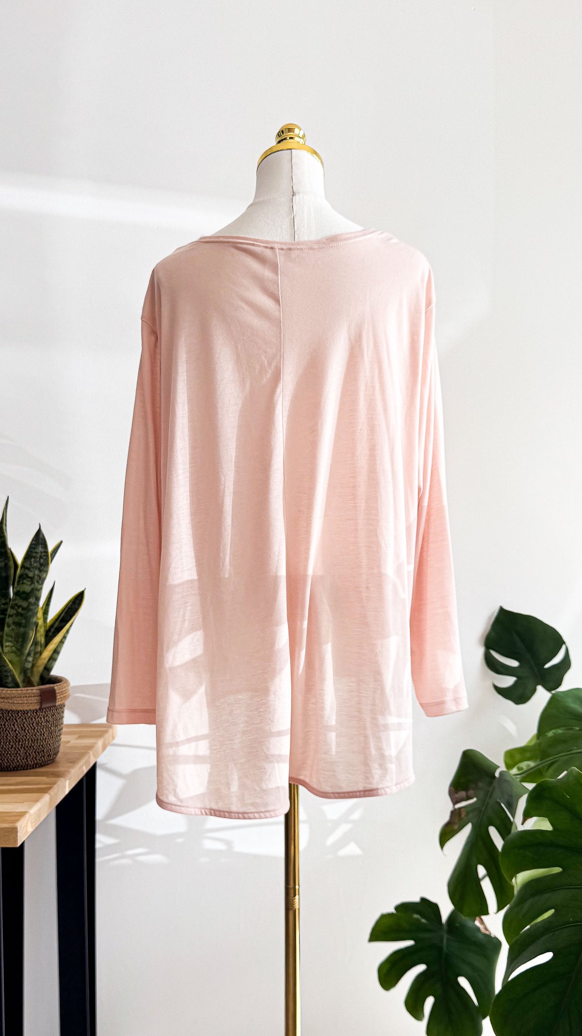 Blouse H&M rose pâle fluide manches longues légère transparente taille XL