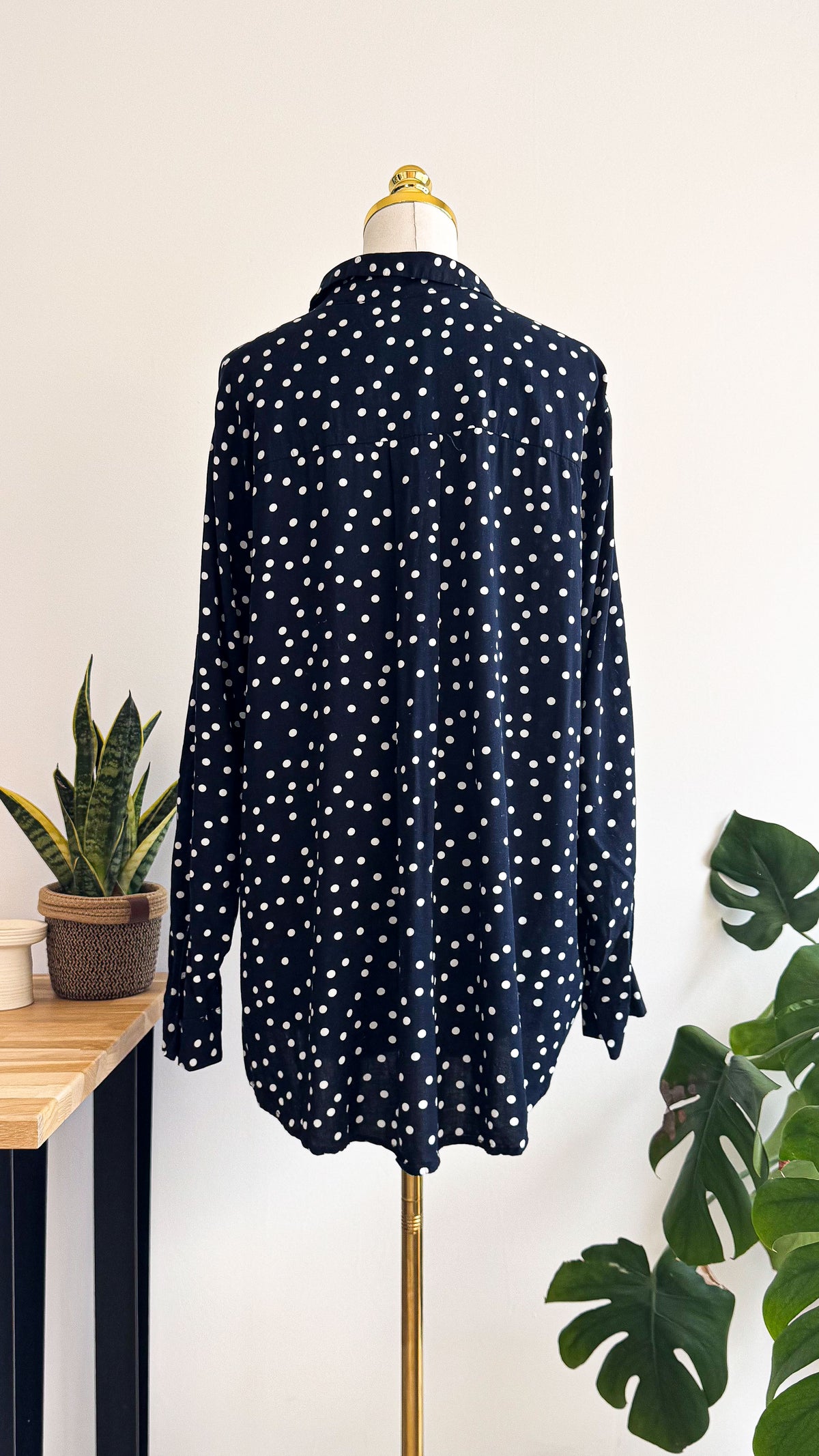 Chemise Kiabi bleu marine à pois fluide grande taille 52