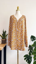 Blouse imprimée moutarde fleurie Gémo T54 fluide