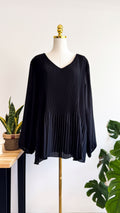 Blouse noire plissée Gémo fluide manches longues taille XL/XXL