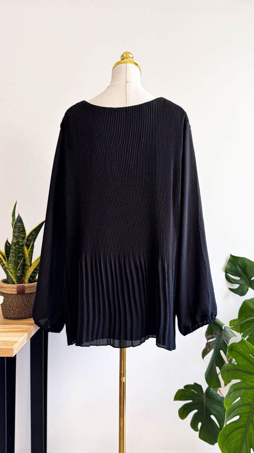 Blouse noire plissée Gémo fluide manches longues taille XL/XXL