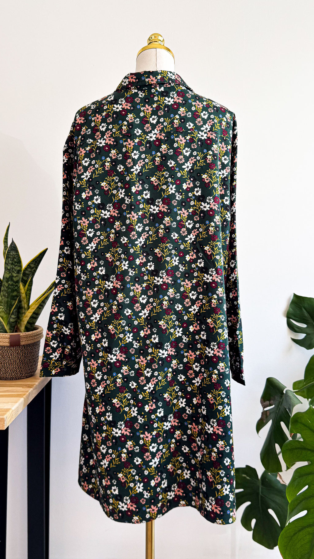 Robe chemise fleurs vert forêt 44 -  Kiabi