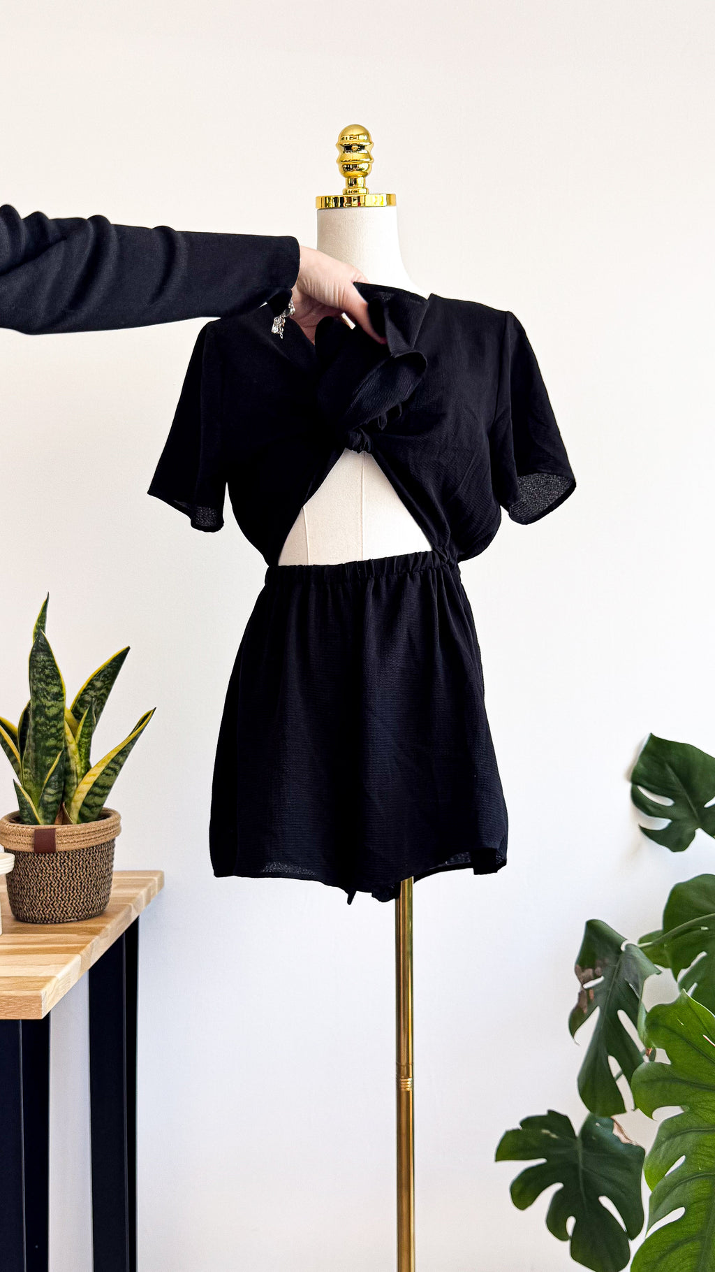 Combishort noire col V nouée taille M - Shein
