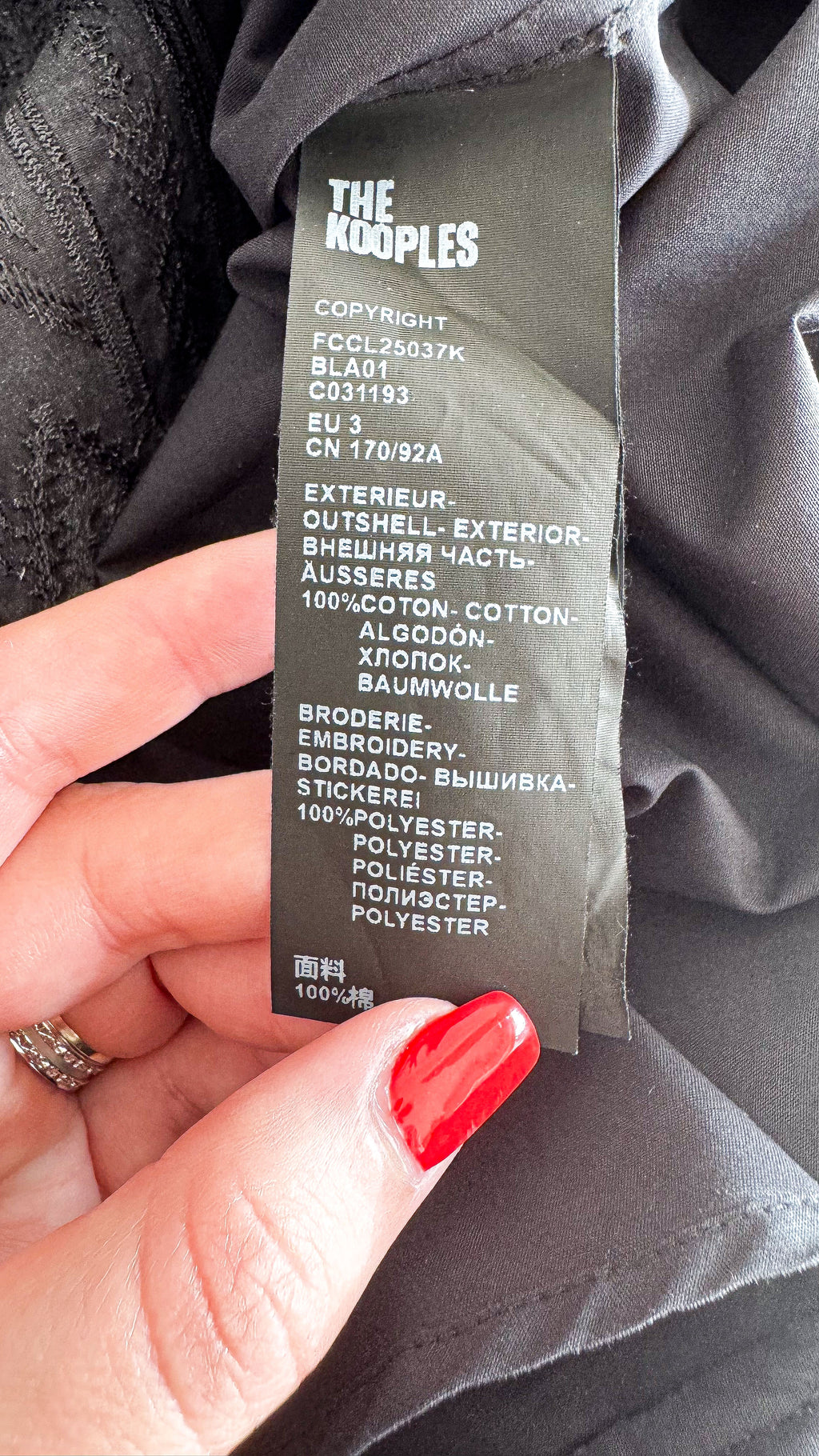 Chemise The Kooples noire brodée coton taille 40 chic