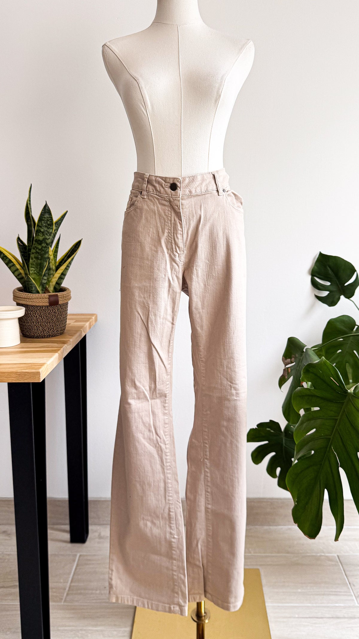 Jean beige Monoprix regular 48 coton