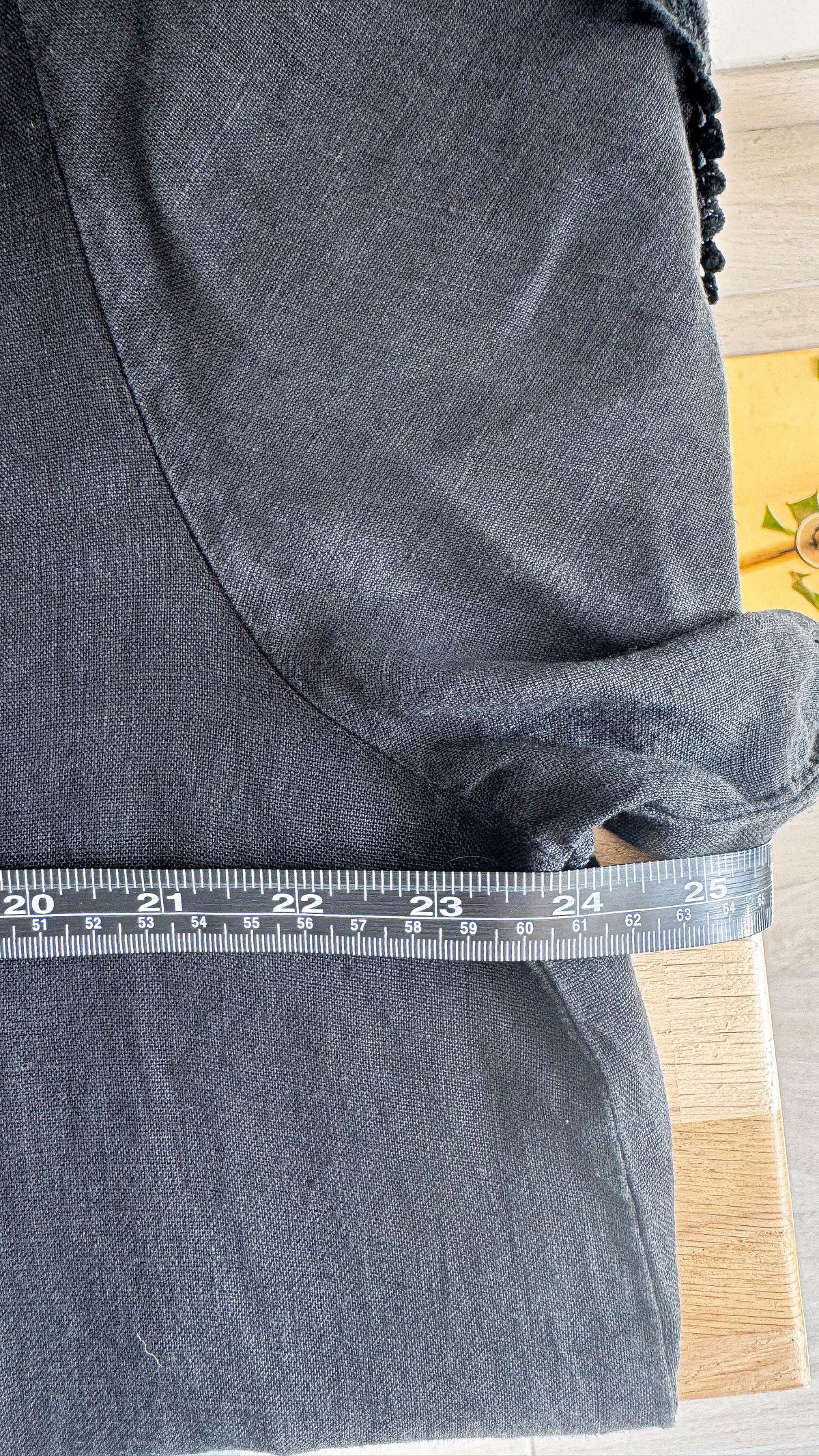 Blouse lin noire brodée Made in Italy oversize grande taille