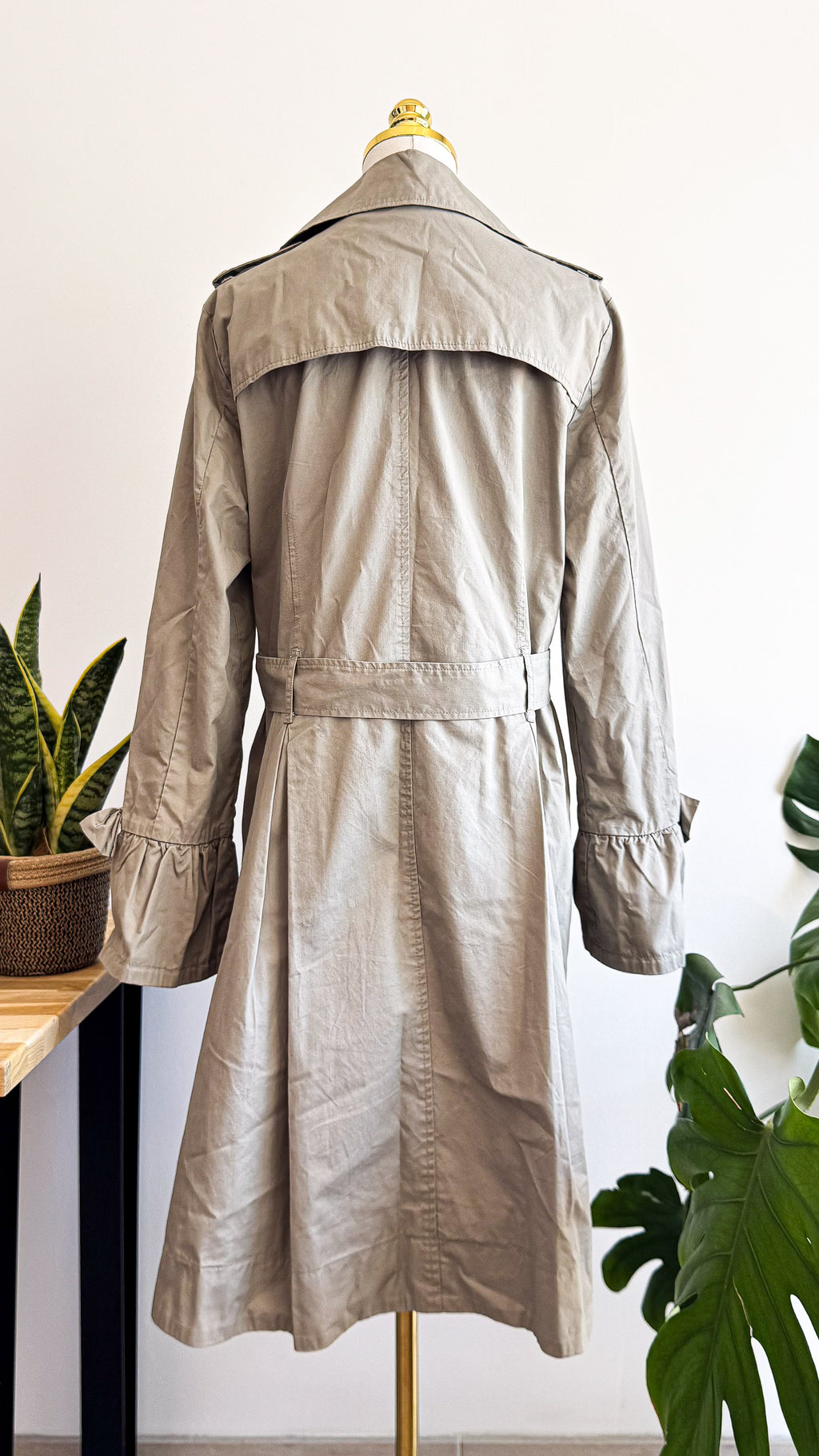 Trench gris Naf Naf femme taille 44 ceinturé détails nœuds