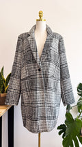 Manteau gris noir Modavista taille 48 motif carreaux oversize