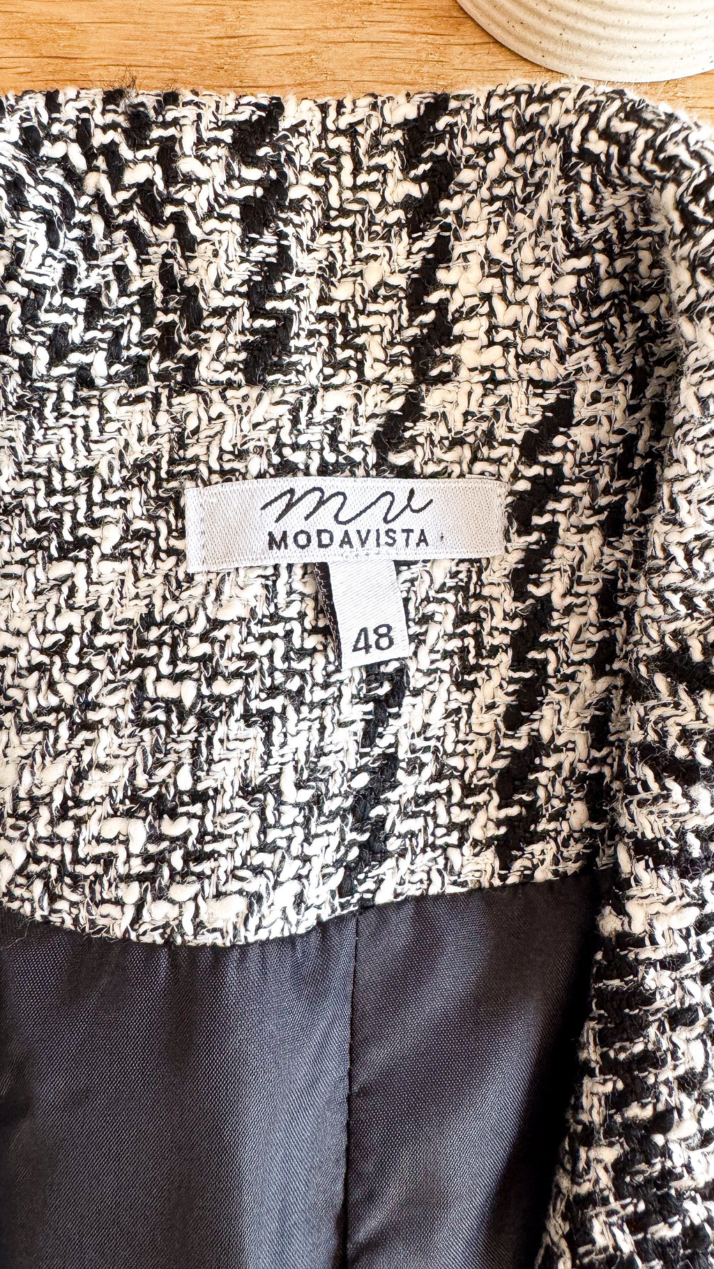 Manteau gris noir Modavista taille 48 motif carreaux oversize