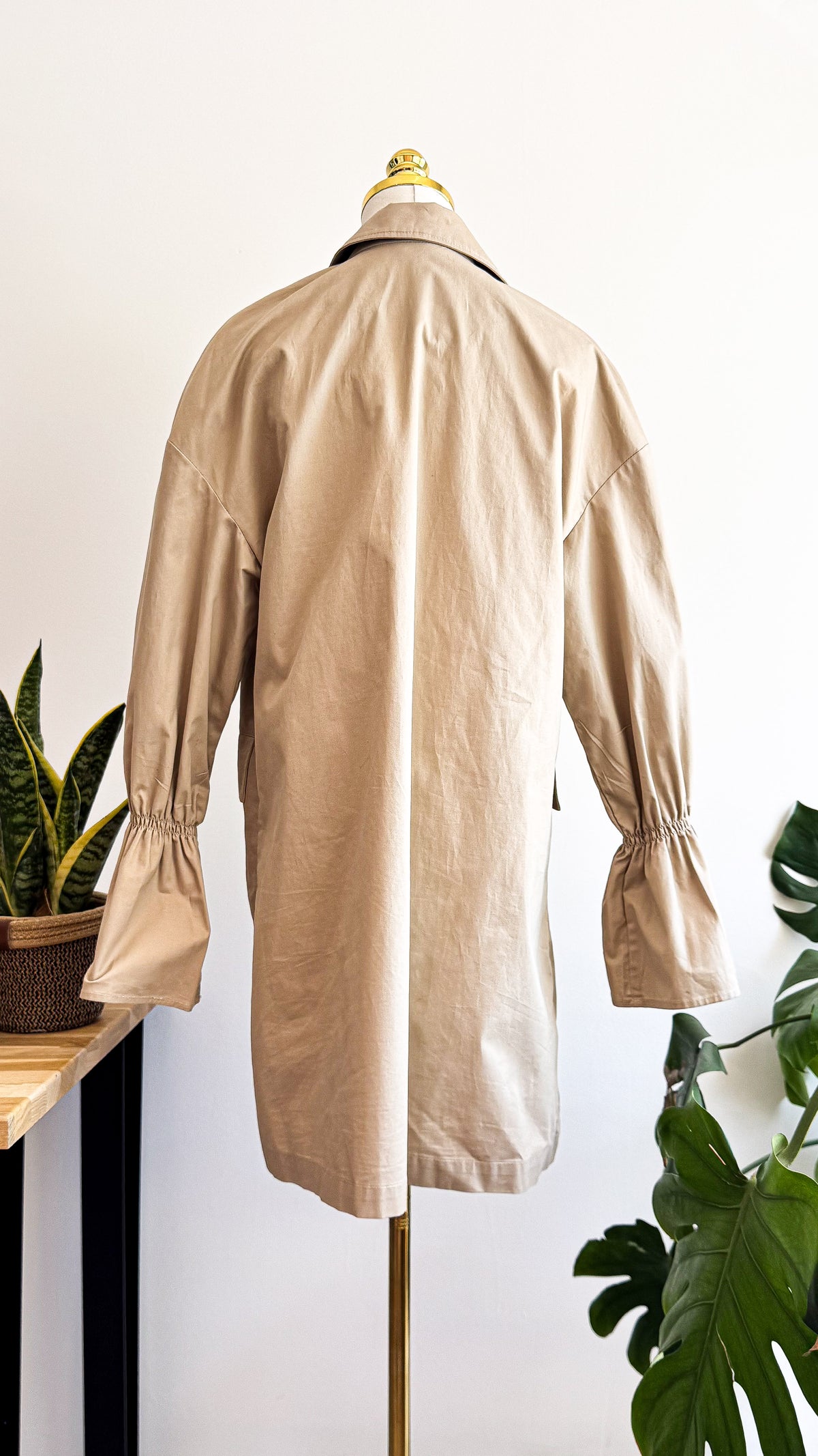 Veste beige Mango coton taille M mi-saison manches bouffantes