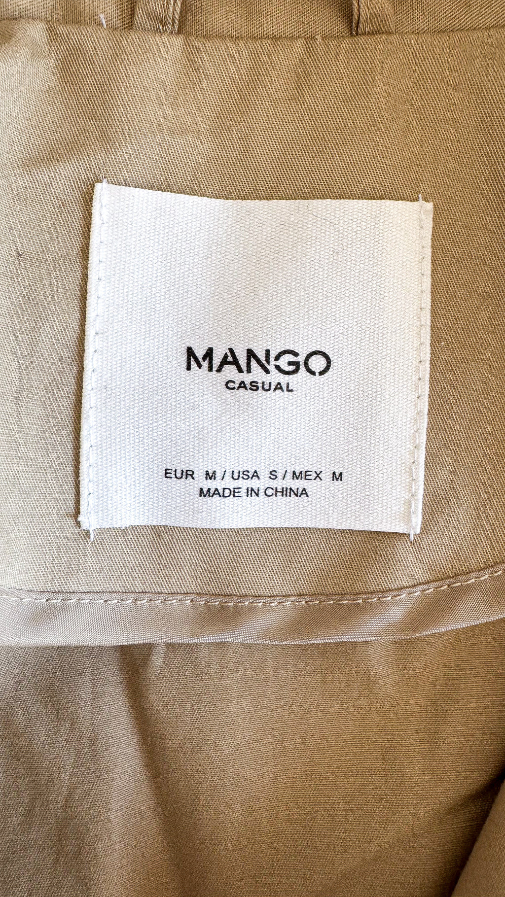 Veste beige Mango coton taille M mi-saison manches bouffantes