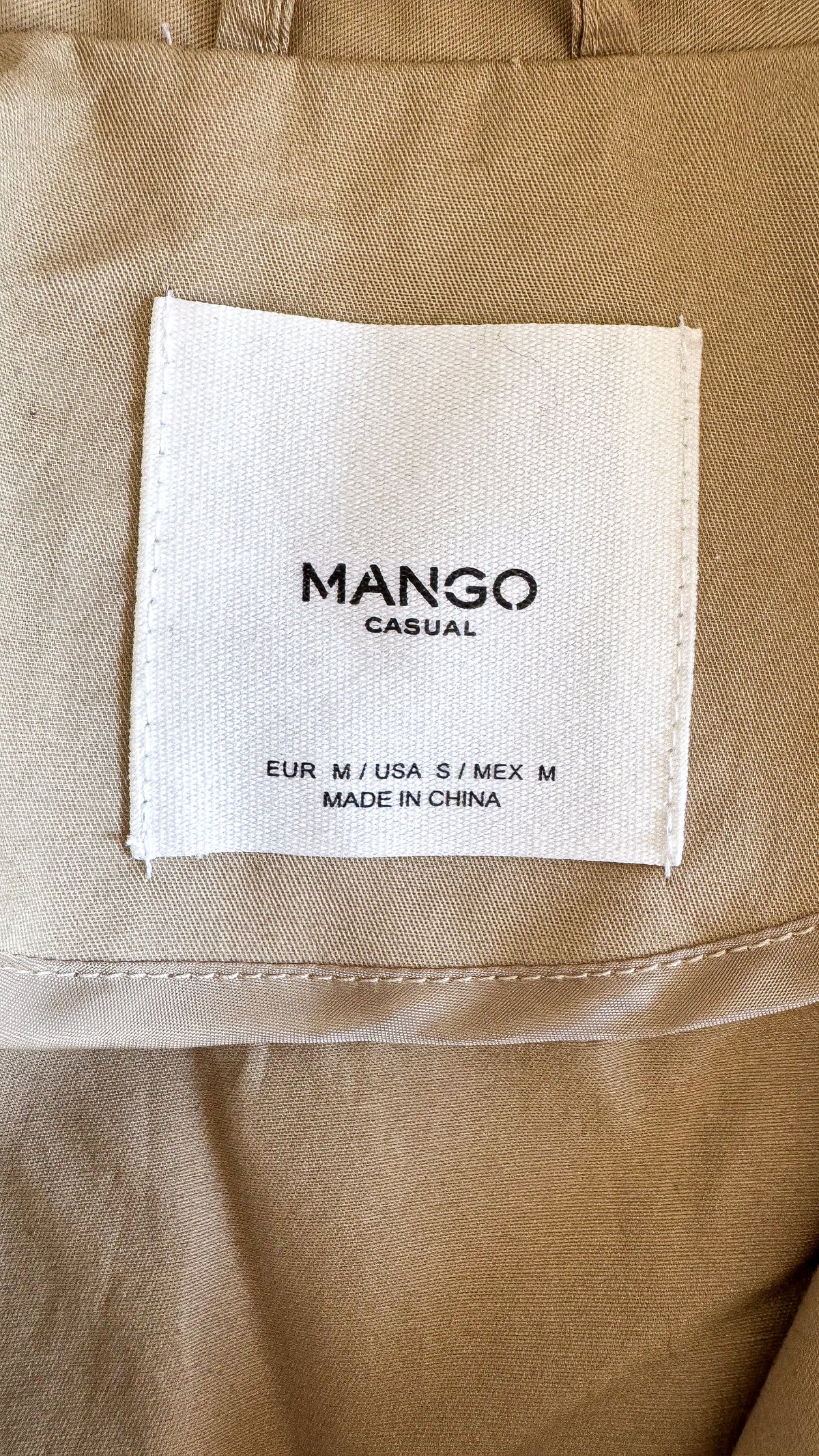 Veste beige Mango coton taille M mi-saison manches bouffantes