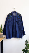 Men's Souleiado shirt, blue with Provençal print, long sleeves, size XXL