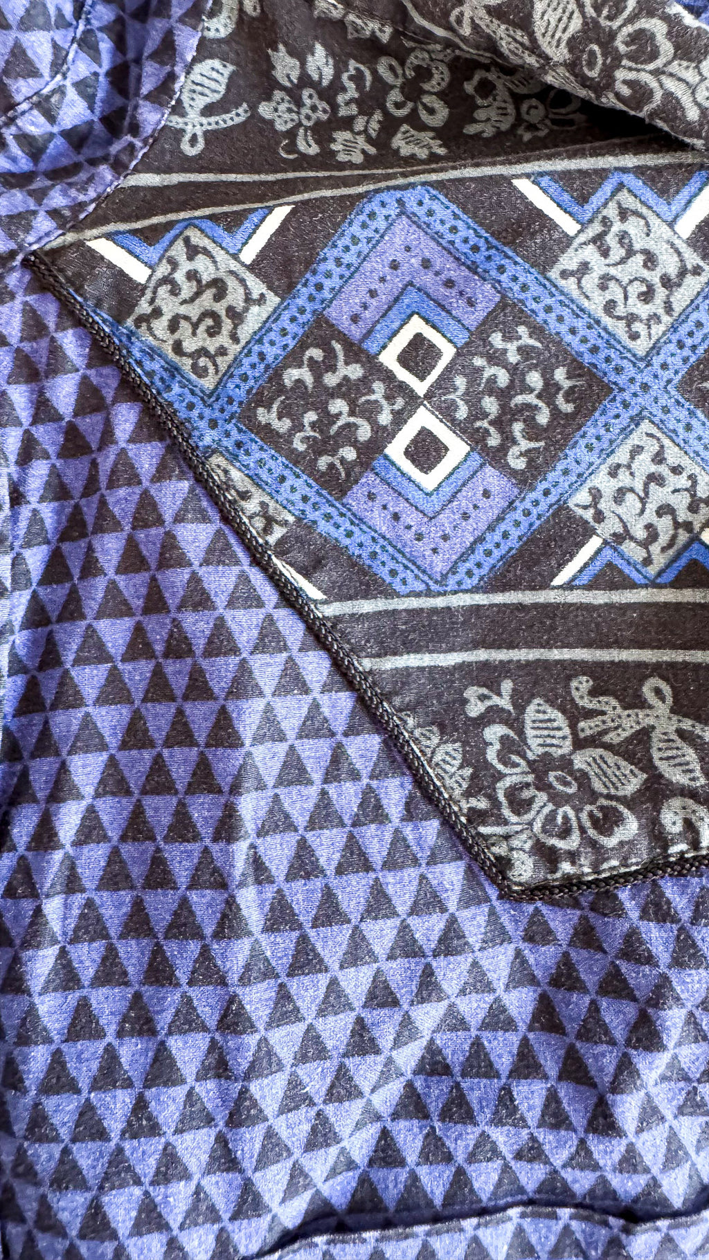 Men's Souleiado shirt, blue with Provençal print, long sleeves, size XXL