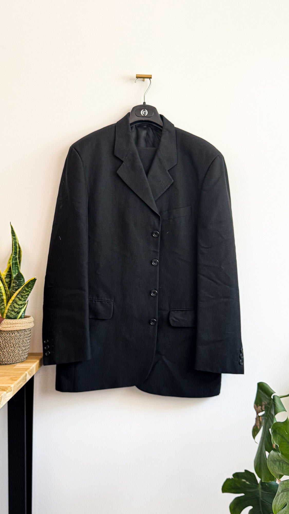 Costume homme noir tailleur veste 54 pantalon 46 élégant cérémonie
