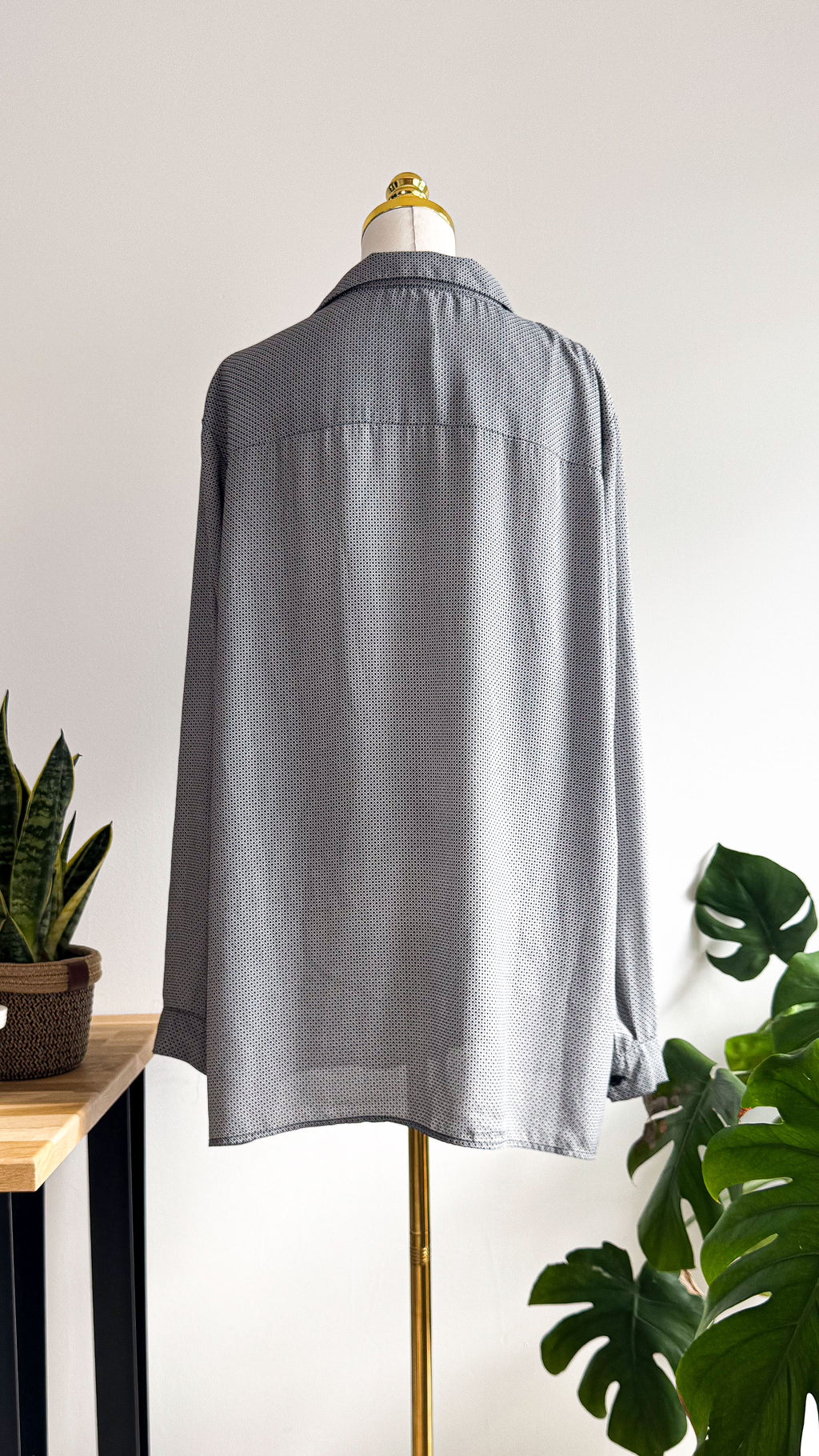 Blouse noire et blanche Modavista imprimé graphique manches longues taille XL fluide