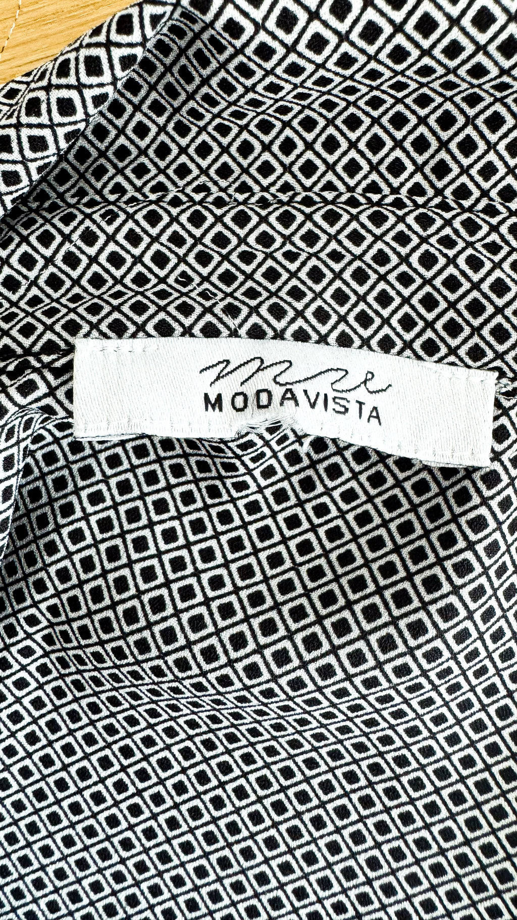 Blouse noire et blanche Modavista imprimé graphique manches longues taille XL fluide